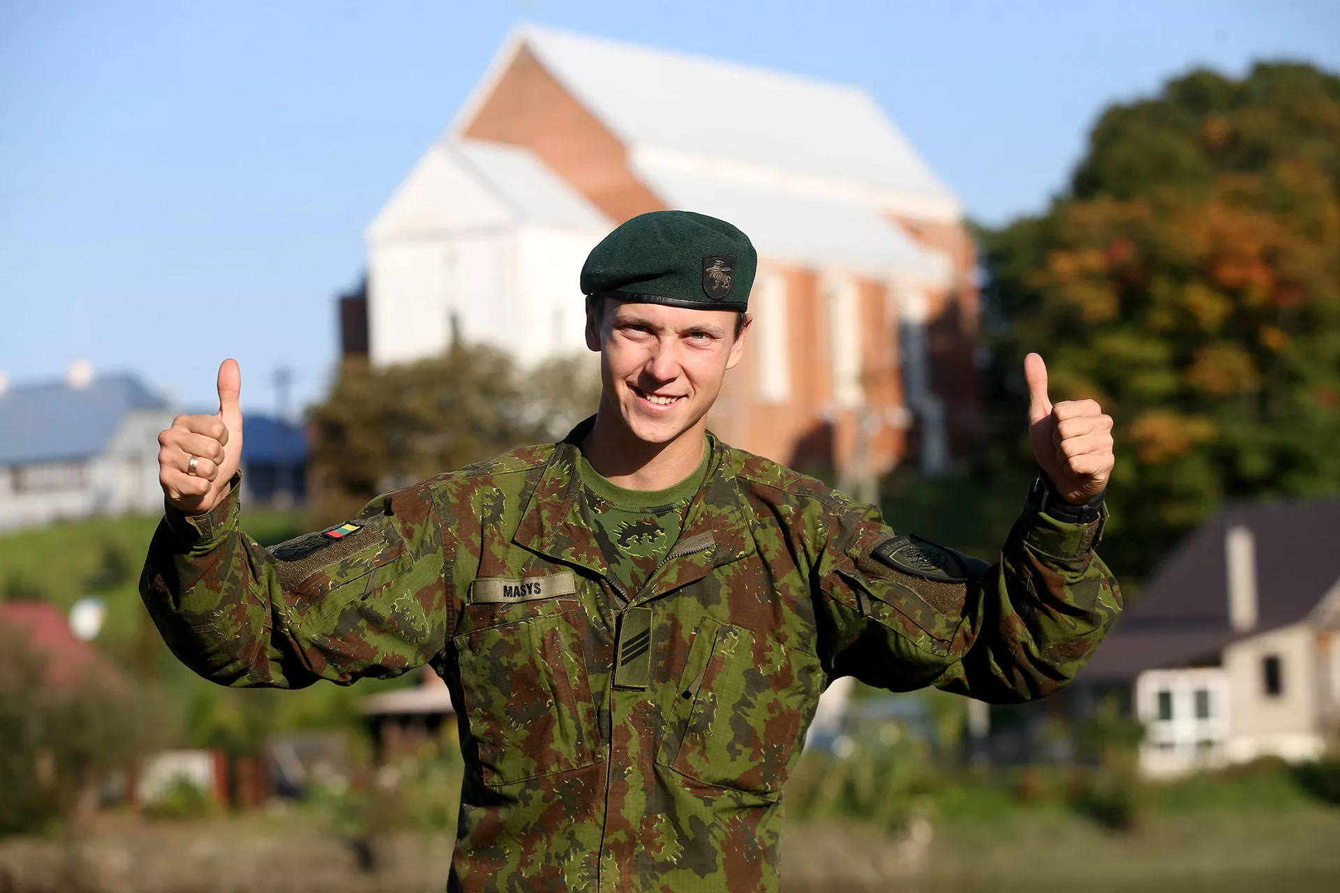 Lietuvos kariuomenės Mechanizuotosios pėstininkų brigados „Geležinis Vilkas“ vadovybės Žvalgybos kuopos šauktinių skyriaus grandies vadas Visvaldas Masys./ A. Barzdžiaus nuotr.
